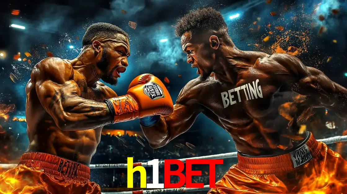 Dois boxeadores em uma luta intensa e explosiva, representando a adrenalina e as oportunidades de apostas em esportes de combate disponíveis na plataforma h1bet.