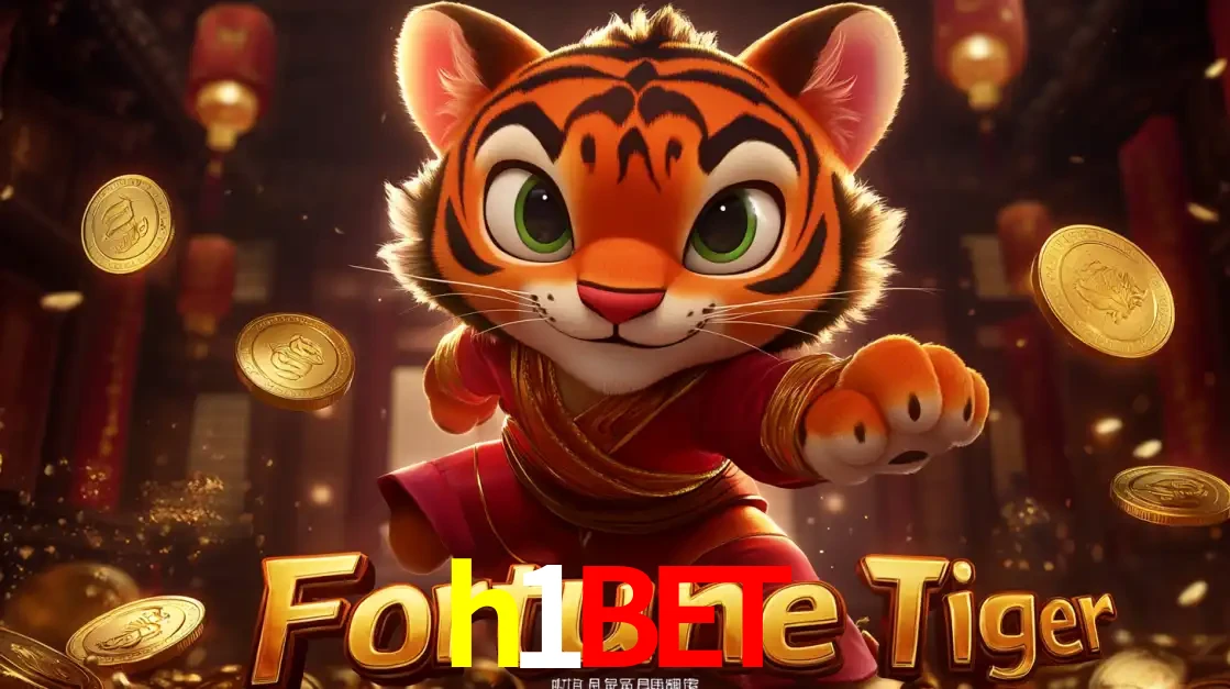 O carismático mascote do jogo de slot Fortune Tiger, um tigre fofo em pose de artes marciais, pronto para trazer sorte e multiplicadores de ganhos no cassino online h1bet.