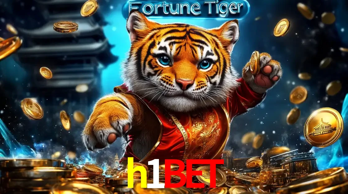 Imagem promocional do jogo de slot Fortune Tiger, com um tigre majestoso em traje tradicional cercado por uma fortuna em moedas de ouro, disponível agora no cassino h1bet.